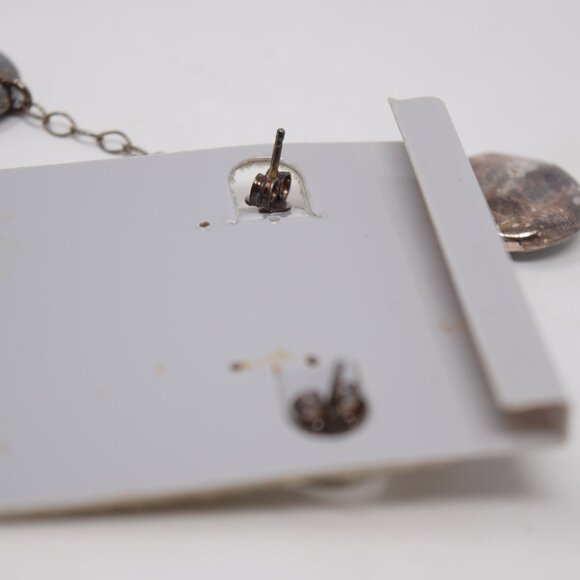 Sterling Silver Drop Earrings Pierced Round Boho Neutral Oval Dangle VTG Mom - Picture 13 of 13